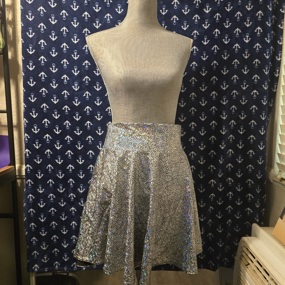 Silver Sequin A-Line Mini Skirt